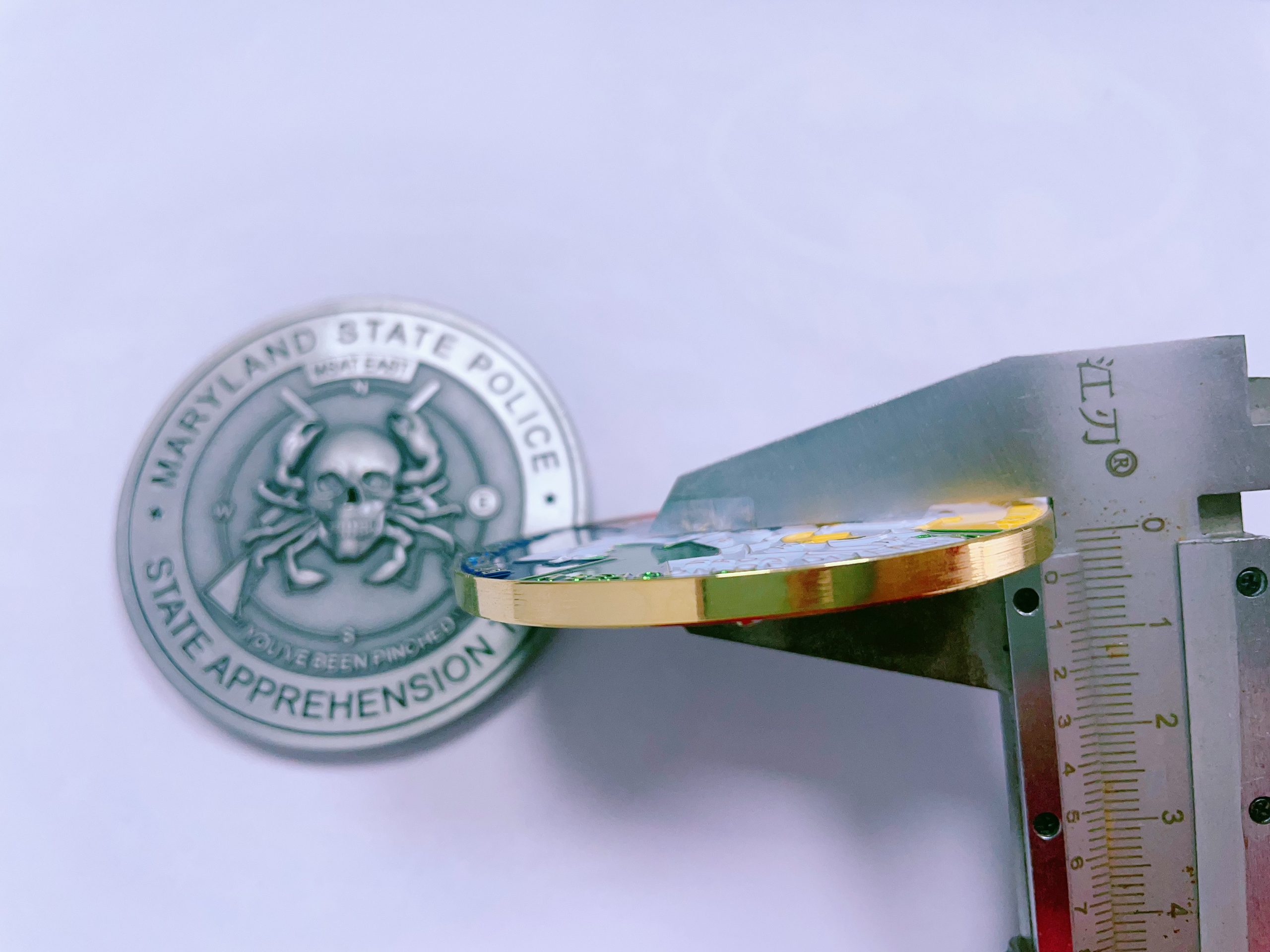 2D challenge coin thickness scaled